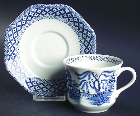 Willow Blue Flat Cup & Saucer Set