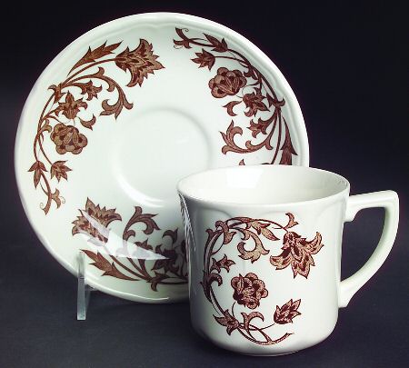 Windsong Dark Brown Flat Cup & Saucer Set