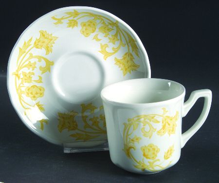 Windsong Yellow Flat Cup & Saucer Set