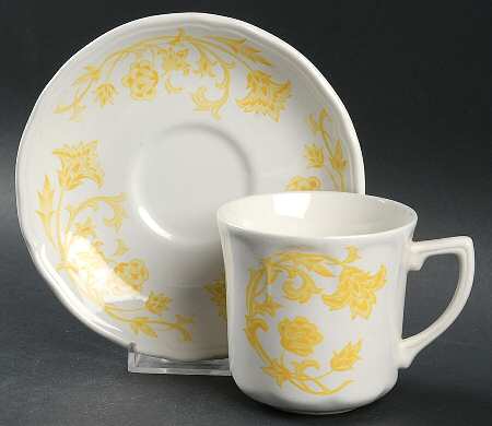 Windsong Yellow Flat Cup & Saucer Set
