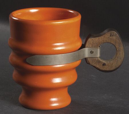 200 Poppy Orange (Glossy, Rim) 5 Oz Wood Handled Mug