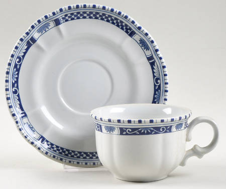Antique Blue Flat Cup & Saucer Set