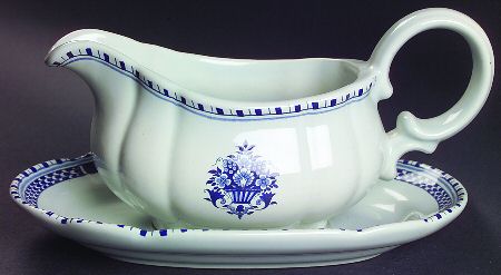 Antique Blue Gravy Boat & Underplate