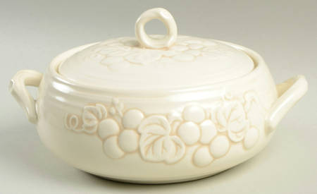 Antique Grape White Round Covered Vegetable
