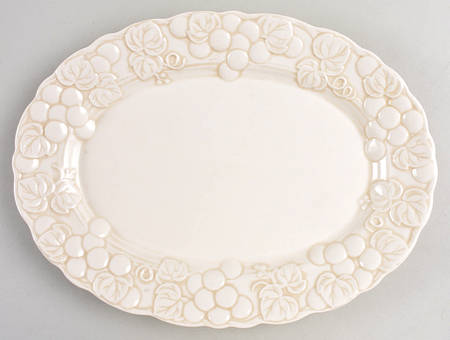 Antique Grape White 12" Oval Serving Platter