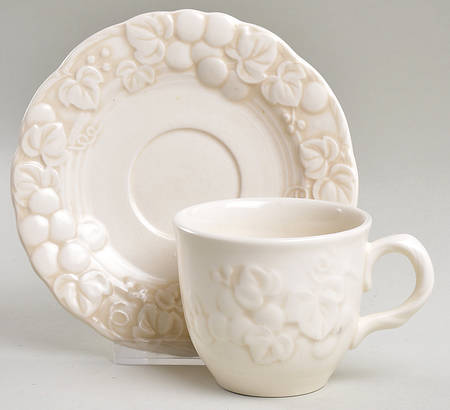 Antique Grape White Flat Cup & Saucer Set