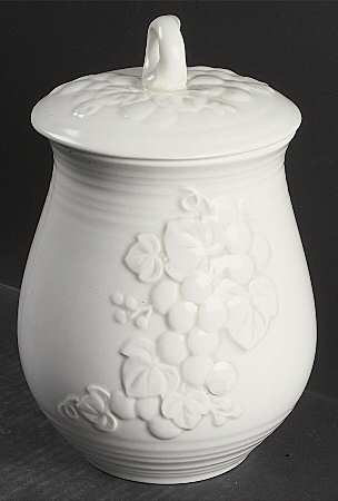 Antique Grape White Large Canister & Lid