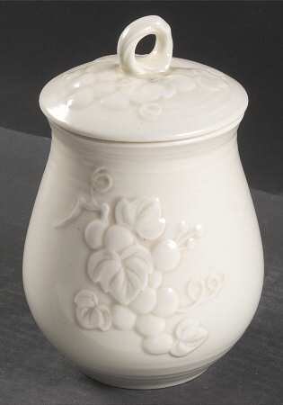 Antique Grape White Medium Canister & Lid