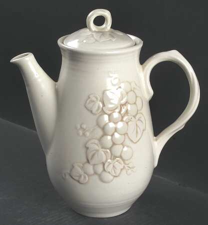 Antique Grape White Coffee Pot & Lid by Metlox - Poppytrail - Vernon