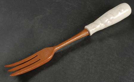 Antique Grape White Salad Serving Fork with Wood Prongs