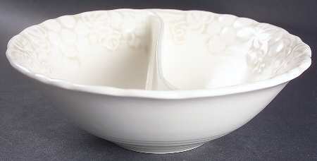 Antique Grape White 8" Round Divided Vegetable Bowl