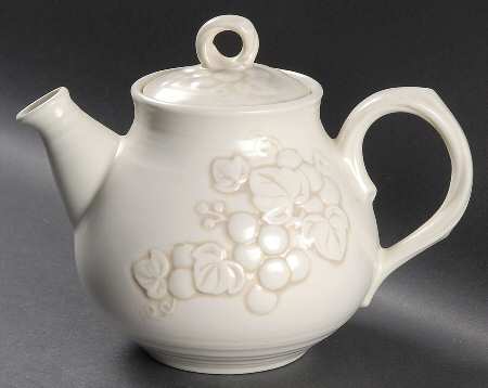 Antique Grape White Teapot & Lid