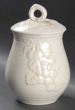 Antique Grape White Small Canister & Lid