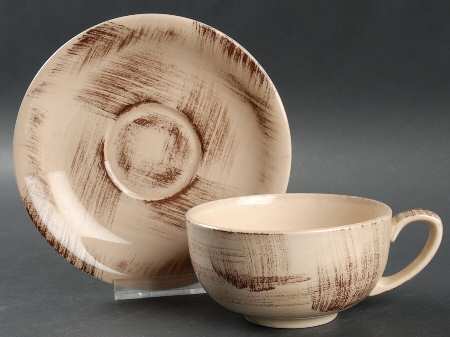 Barkwood Flat Cup & Saucer Set