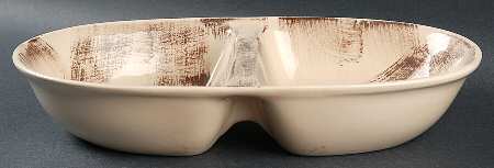 Barkwood 11" Oval Divided Vegetable Bowl