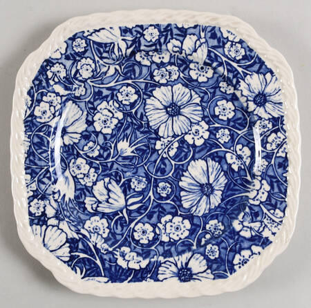 Blossom Time Blue Square Salad Plate