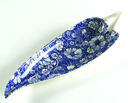 Blossom Time Blue 12" Leaf Dish