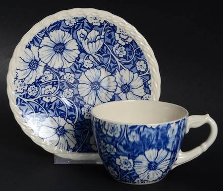 Blossom Time Blue Flat Cup & Saucer Set