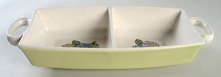 Blue Zinnias Rectangular Divided Vegetable Bowl by Metlox - Poppytrail - Vernon