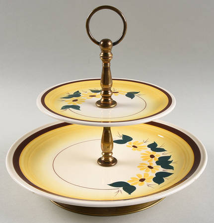 Brown Eyed Susan (Montecito Shape) 2 Tiered Serving Tray (Lunch & Bread/Butter Plate)