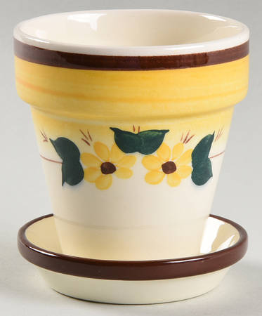 Brown Eyed Susan (Montecito Shape) 3" Flower Pot & Underplate