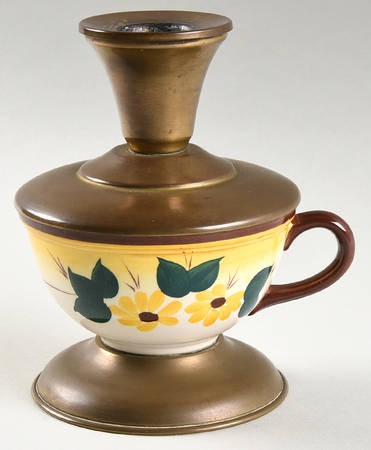 Brown Eyed Susan (Montecito Shape) Candlestick (China Cup and Brass)