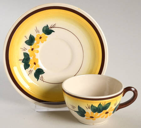 Brown Eyed Susan (Montecito Shape) Flat Demitasse Cup & Saucer Set