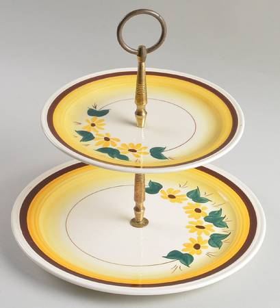Brown Eyed Susan (Montecito Shape) 2 Tiered Serving Tray (Dinner & Salad Plate)