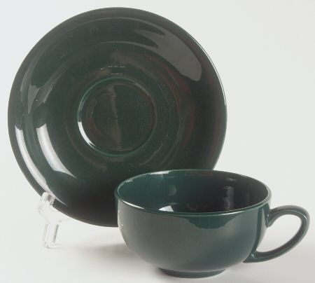 Casual California Green Flat Cup & Saucer Set