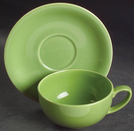 Casual California Lime Green Flat Cup & Saucer Set