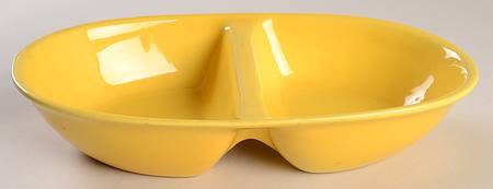 Casual California Yellow 11" Oval Divided Vegetable Bowl