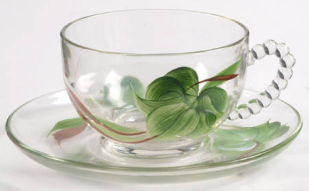 California Ivy Glassware Flat Cup & Saucer Set by Metlox - Poppytrail - Vernon