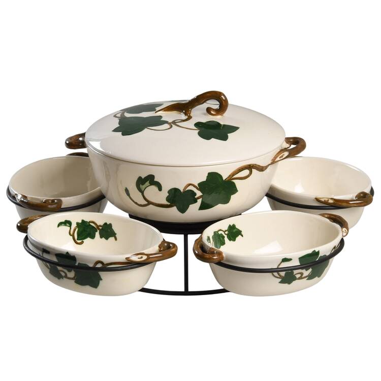 California Ivy 7 Pc Lazy Susan (C2, 5 Lass, Metal Stand) by Metlox - Poppytrail - Vernon