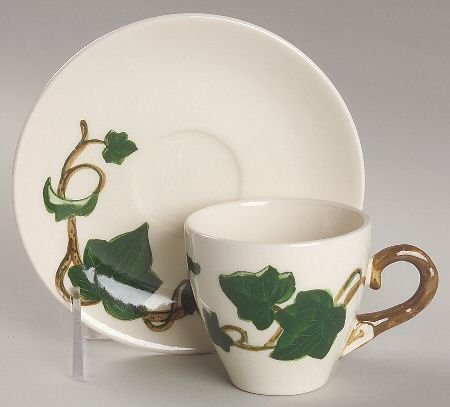 California Ivy Flat Demitasse Cup & Saucer Set by Metlox - Poppytrail - Vernon
