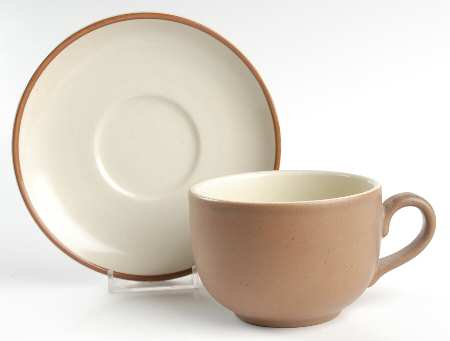 Calico Brown Yellow (Floral) Flat Cup & Saucer Set