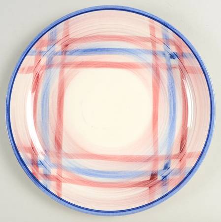 Calico Pink Blue (Plaid) Luncheon Plate