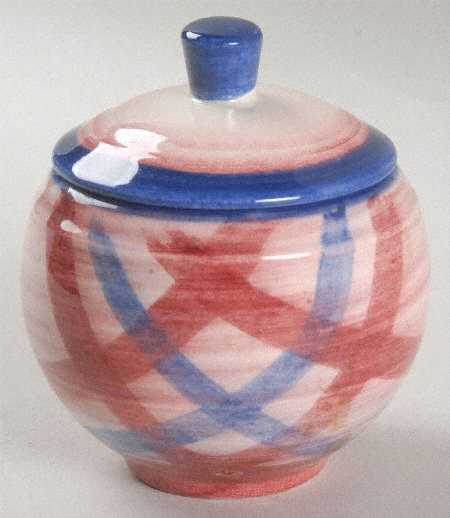 Calico Pink Blue (Plaid) Sugar Bowl & Lid