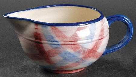 Calico Pink Blue (Plaid) Gravy Boat