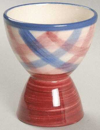 Calico Pink Blue (Plaid) Double Egg Cup