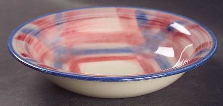 Calico Pink Blue (Plaid) Rim Fruit/Dessert (Sauce) Bowl