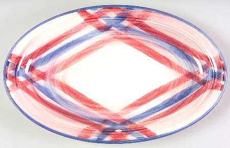 Calico Pink Blue (Plaid) 10" Oval Serving Platter