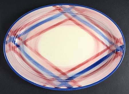 Calico Pink Blue (Plaid) 12" Oval Serving Platter