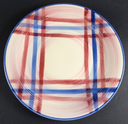 Calico Pink Blue (Plaid) 13" Chop Plate (Round Platter)