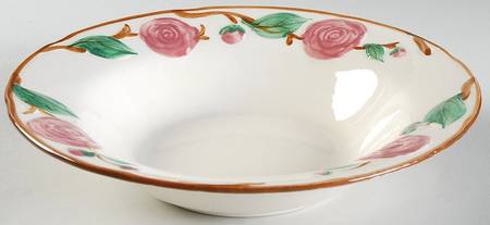 Camellia (Brown Trim) 9" Round Vegetable Bowl