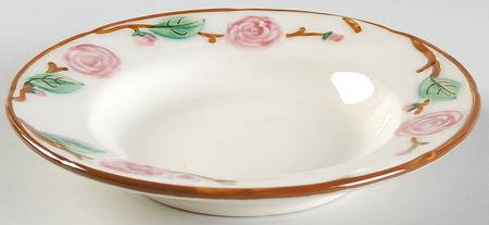 Camellia (Brown Trim) Rim Fruit/Dessert (Sauce) Bowl