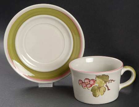 California Orchard Flat Cup & Saucer Set by Metlox - Poppytrail - Vernon