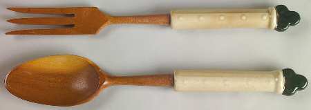 California Provincial 2-Piece Wood/Ceramic Salad Set