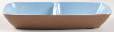 California Tempo Blue Rectangular Divided Vegetable Bowl
