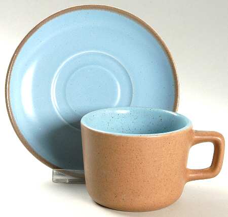 California Tempo Blue Flat Cup & Saucer Set