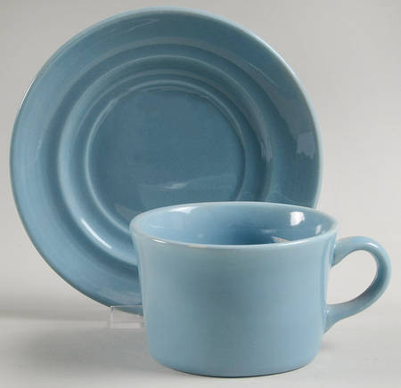 Colorstax French Blue Flat Cup & Saucer Set